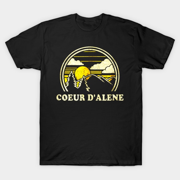 Coeur dAlene Idaho ID Shirt Vintage Hiking Mountains T-Shirt by Jipan